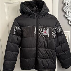 Jordan Kids Black Puffer Jacket with Logo